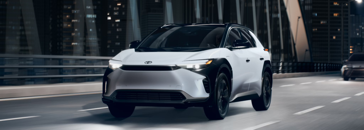 2025 Toyota bZ4X driving at night