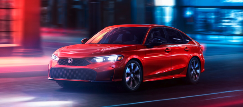 2025 Honda Civic Sport Touring Hybrid in Rallye Red